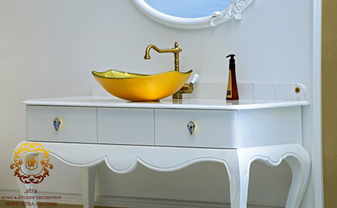 Sink and bathroom decoration made  by wood and lacquer